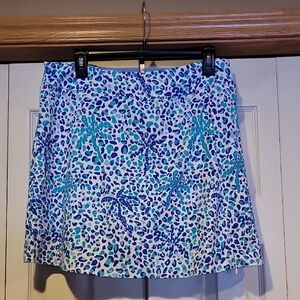 Lulu-B Blue and White Patterned Mini Skirt